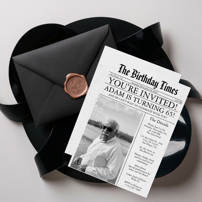Invitación Fiesta fotográfico 65 de cumpleaños único de perió (Subido por el creador)
