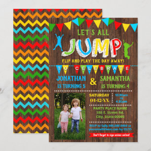 Invitación fiesta fotográfico combinado de trampoline por cum