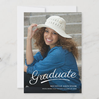 Invitación Fiesta fotográfico con guión de pincel de graduaci