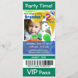 Invitación Fiesta fotográfico de pases VIP para niños diverti