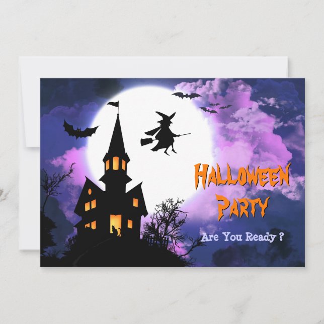 Invitación Fiesta frecuentado asustadizo de Halloween de la (Anverso)
