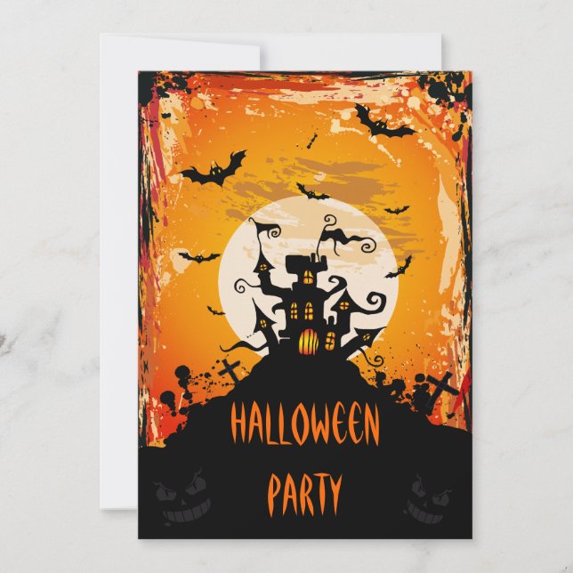 Invitación Fiesta frecuentado de Halloween del castillo (Anverso)