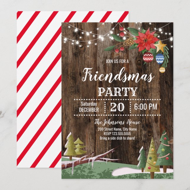 Invitación Fiesta "Friendsmas" de los navidades (Anverso / Reverso)