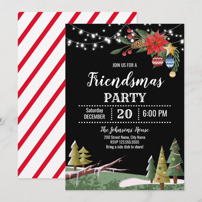 Invitación Fiesta "Friendsmas" de los navidades (Anverso / Reverso)