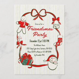 Invitación Fiesta Friendstmas Dibujos Animados Festivos y Div
