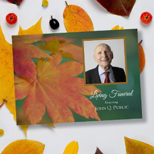 Invitación Fiesta Funeral Vivo de hojas de color otoño
