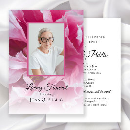 Invitación Fiesta funerario vivo de flores rosadas Peony