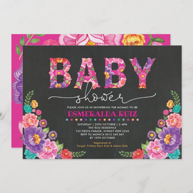 Invitación Fiesta Garden Floral Baby Shower (Anverso / Reverso)
