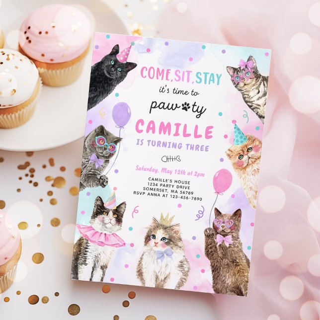 Invitación Fiesta gatita vamos a jugar al gato gatito cumplea (Subido por el creador)