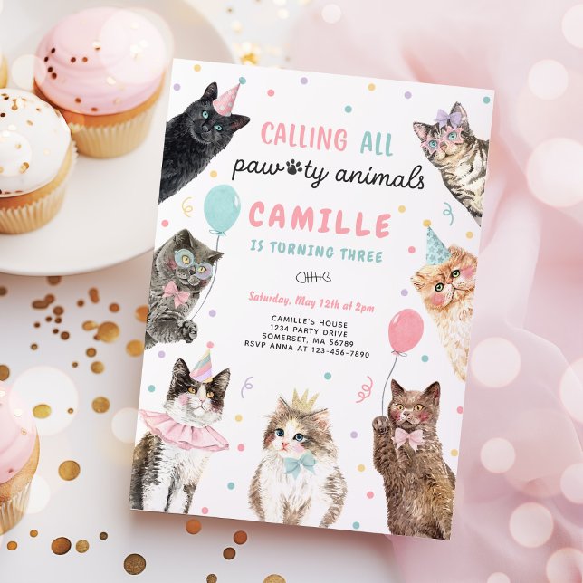 Invitación Fiesta gatito llama a todos los animales de la cas (Subido por el creador)
