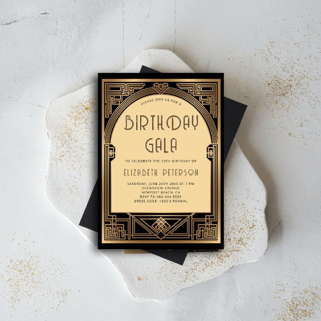 Invitación Fiesta Gatsby Roaring Aniversario del Arco Art Dec (gatsby party invitation roaring 1920 twenties prohibition art deco nouveau frame arch business event)