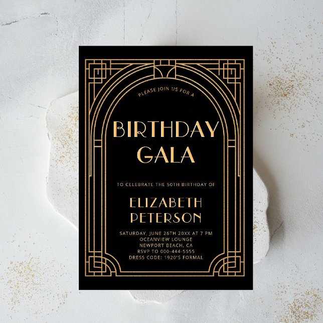 Invitación Fiesta Gatsby Roaring Aniversario elegante estilo  (gatsby party invitation roaring 1920 twenties prohibition art deco nouveau frame elegant event)