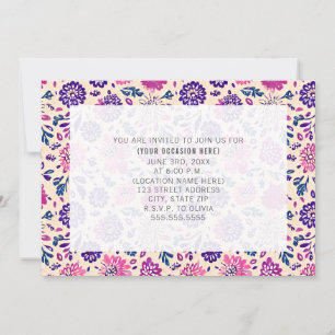 Invitación Fiesta Genérica de Floral Púrpura para Todo Propós