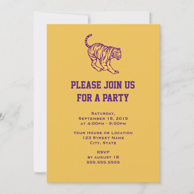 Invitación Fiesta genérica de rayas púrpuras (Anverso)