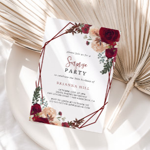 Invitación Fiesta Geométrico de Sorpresa Floral Rosa de Borgo