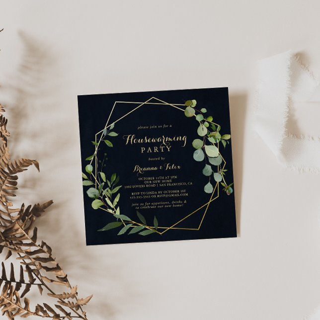 Invitación Fiesta Geométrico Gold Blue Green Calentador de la (Subido por el creador)