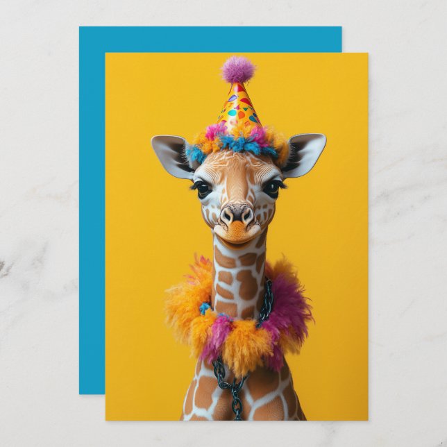 Invitación Fiesta Giraffe Extravaganza (Anverso / Reverso)