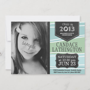 Invitación Fiesta Girly Grad invita a Aqua Green con foto