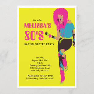 Invitación Fiesta glam Bachelorette de los años 80