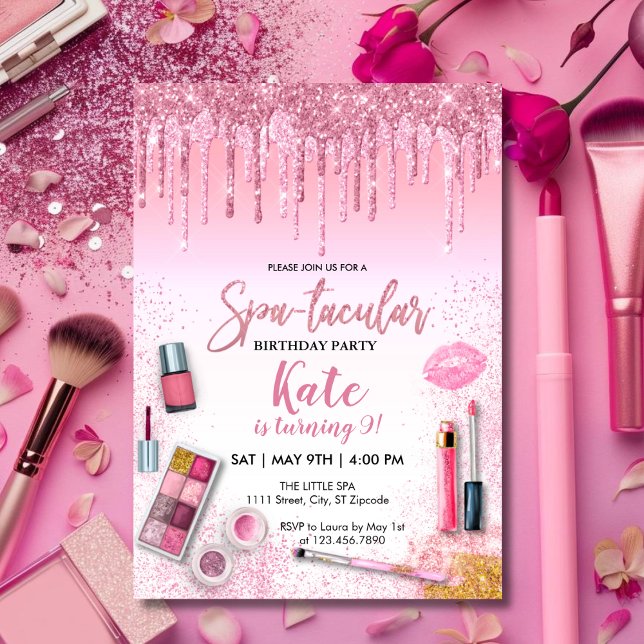 Invitación Fiesta Glam Chica Fiesta de cumpleaños (Subido por el creador)