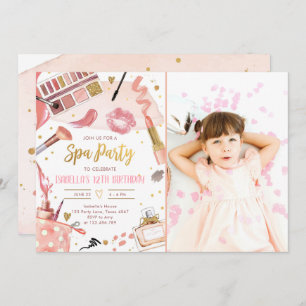 Invitación Fiesta Glitz Glam Glamour Chica Makeup Cumpleaños 