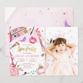 Invitación Fiesta Glitz Glam Glamour Chica Makeup Cumpleaños