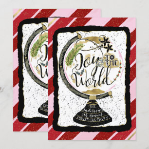 Invitación Fiesta Global de Vacaciones Rosa y Roja Alegría pa