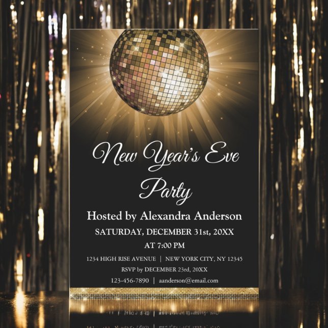 Invitación fiesta Gold Disco de Año Nuevo 2024 (Subido por el creador)