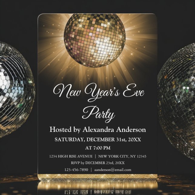 Invitación fiesta Gold Disco de Año Nuevo 2024 (Subido por el creador)