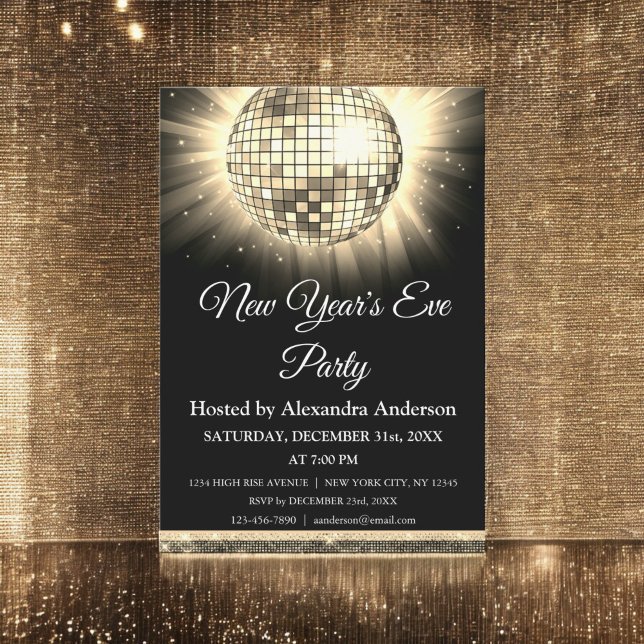 Invitación fiesta Gold Disco de Año Nuevo 2024 (Subido por el creador)