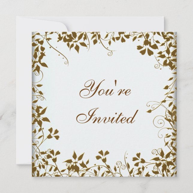 Invitación Fiesta Gold Floral (Anverso)