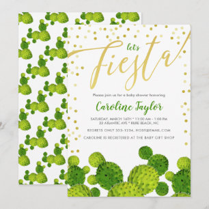 Invitación Fiesta Gold y Green Baby Shower