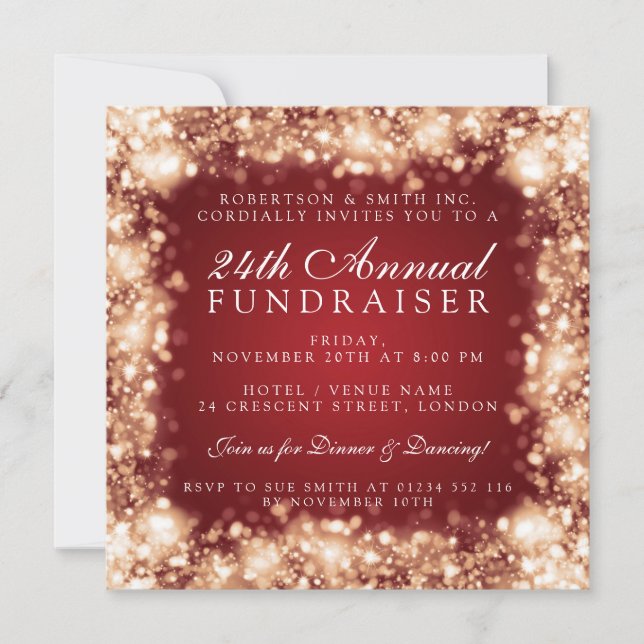 Invitación Fiesta Gold y Red, recaudador de fondos para empre (Anverso)