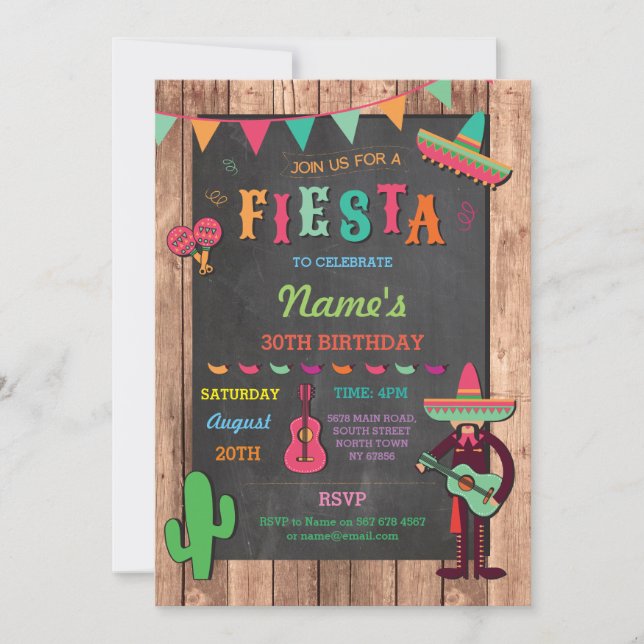 Invitación Fiesta Gorra mexicana México cumpleaños fiesta inv (Anverso)