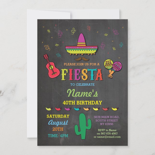 Invitación Fiesta Gorra mexicana México cumpleaños fiesta inv (Anverso)