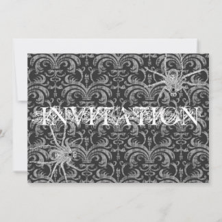 Invitación Fiesta Gótico Grunge Damask Red & Black con Spider