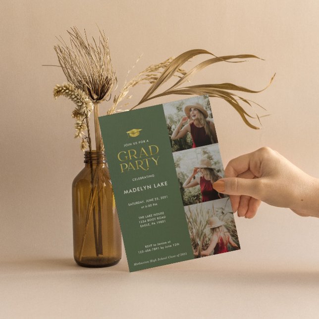 Invitación Fiesta Grad de Relieve metalizado dorado Moderno 4 (Subido por el creador)