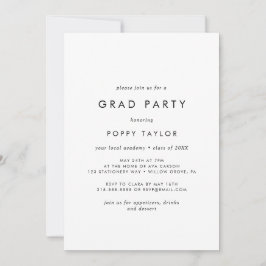 Invitación Fiesta Grad de tipografía de moda