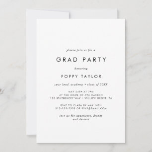 Invitación Fiesta Grad de tipografía de moda