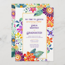 Invitación FIESTA GRADUATION Folkart Flowers Tema