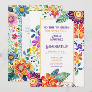 Invitación FIESTA GRADUATION Folkart Flowers Tema