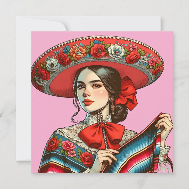 Invitación Fiesta Groovy Festiva Sombrero  (Anverso)