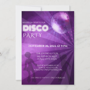 Invitación Fiesta Guay Purple Disco Ball