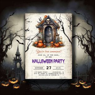 Invitación Fiesta Halloween con calaveras de la casa de fanta