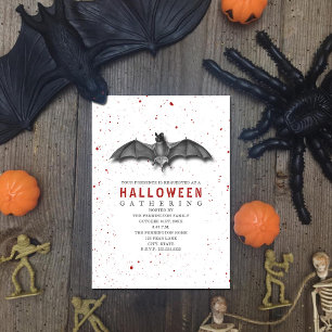 Invitación Fiesta Halloween de Blood Spatter Bat