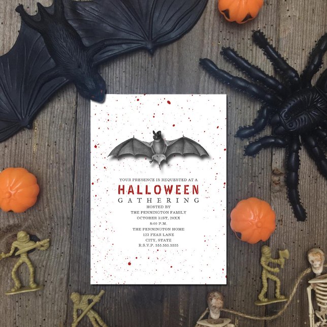 Invitación Fiesta Halloween de Blood Spatter Bat (Subido por el creador)