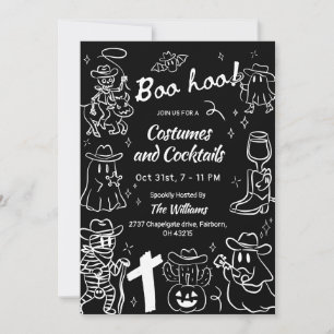 Invitación Fiesta Halloween de Cowboy con la mano negra y bla