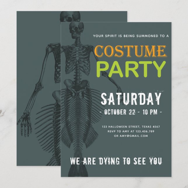 Invitación Fiesta Halloween de Disfraces de Escrúpulos de Sir (Anverso / Reverso)