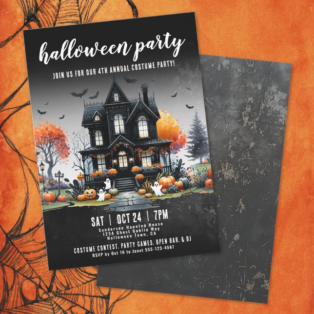 Invitación Fiesta Halloween de la casa embrujada para adultos (Adult Haunted House Halloween Party Invitation )