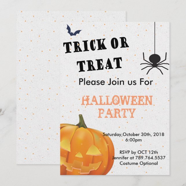 Invitación Fiesta Halloween de la fiesta de halloween de Tric (Anverso / Reverso)